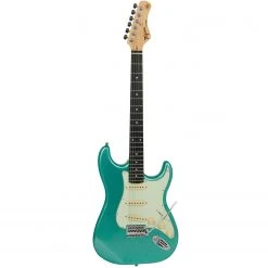 Tagima TG-500 "S" Style Electric Guitar, Metallic Surf Green Electric Guitars