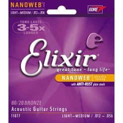 Acoustic Guitar Strings Elixir Nano Light Medium 12-56
