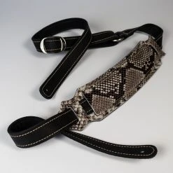Franklin Straps Franklin Black/Snakeskin Glove Leather Strap With Shoulder Pad Straps 2.5" Wide