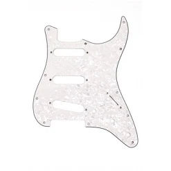 Pickguards Fender Strat Pickguard, White Moto