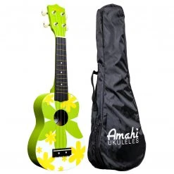 Amahi Ukulele Amahi Green Flower Soprano Uke Ukuleles