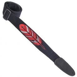 Henry Heller 2" Black Cotton Guitar Strap With Red Feather Straps 2" Wide