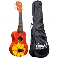 Amahi Ukulele Amahi Soprano Orange Flower Ukulele DDUK5